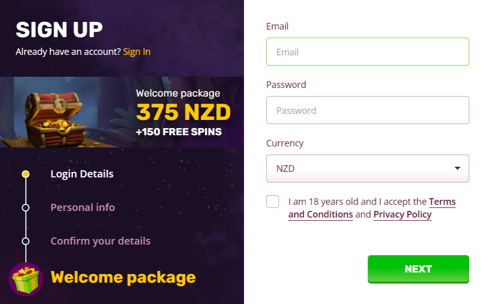 sign up PlayAmo Casino New Zealand